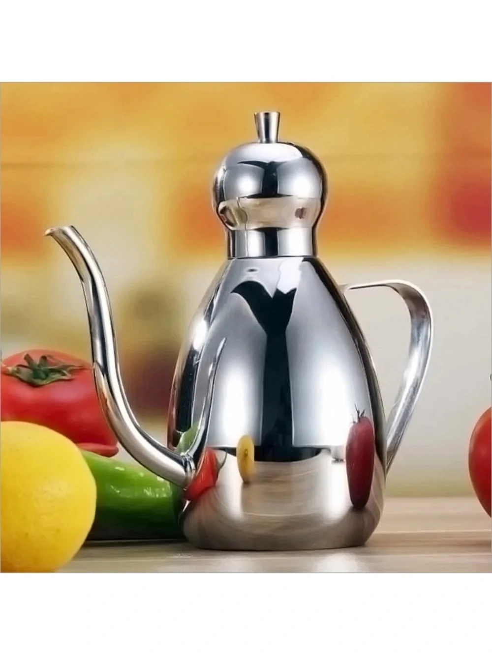 Polished Stainless Steel Oil & Vinegar Pourer - Silver